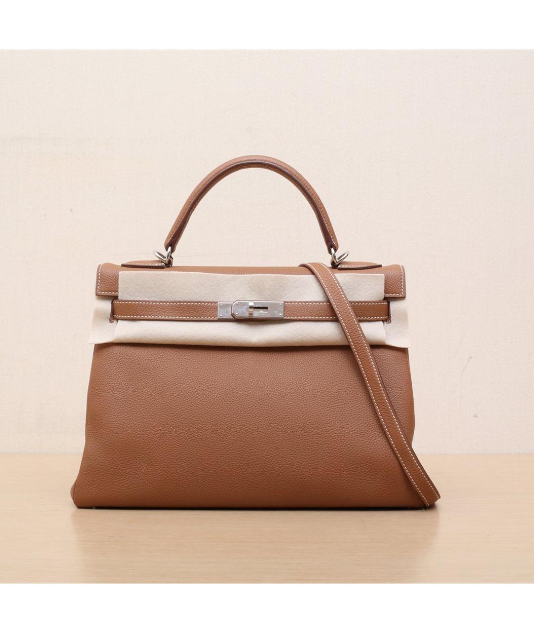 HERMES Коричневая кожаная сумка через плечо, фото 3