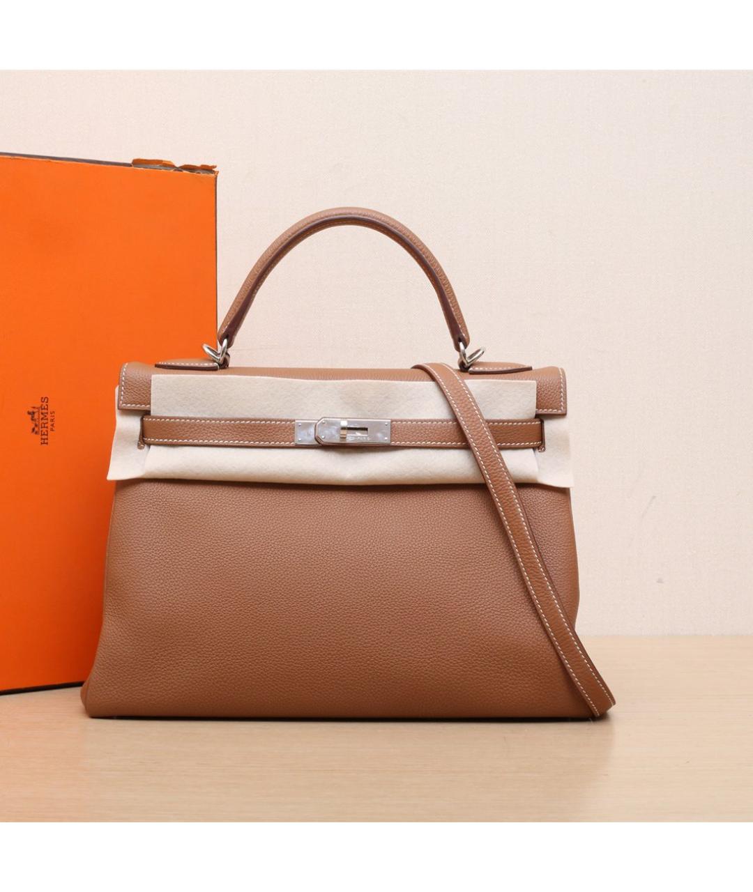 HERMES Коричневая кожаная сумка через плечо, фото 2