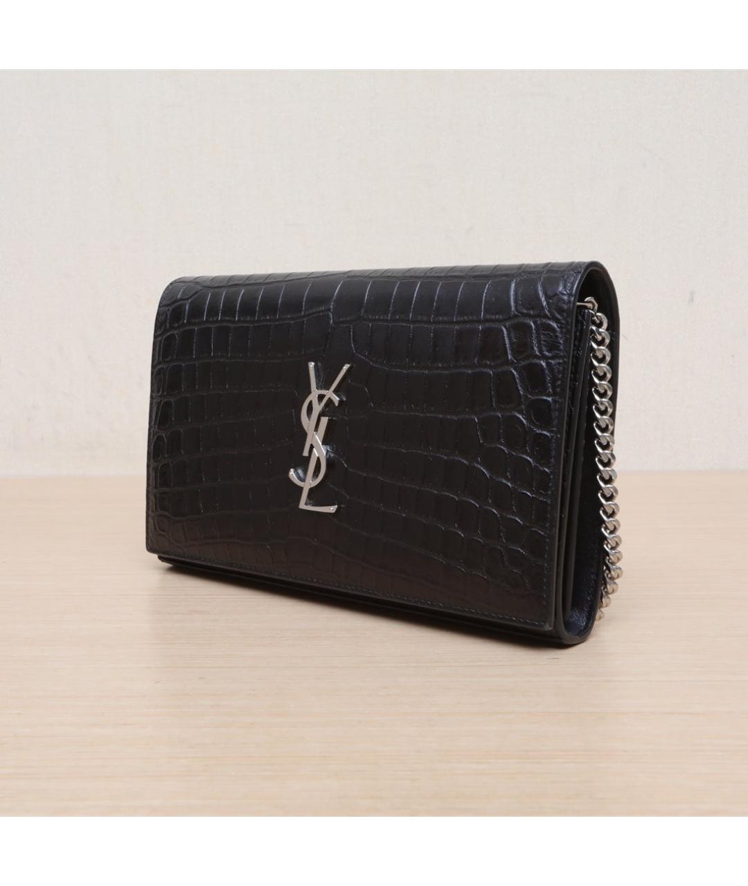 SAINT LAURENT Черная кожаная сумка через плечо, фото 4