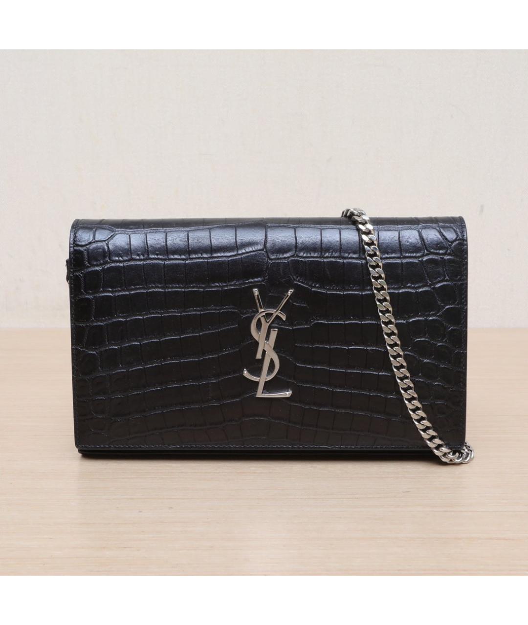 SAINT LAURENT Черная кожаная сумка через плечо, фото 3