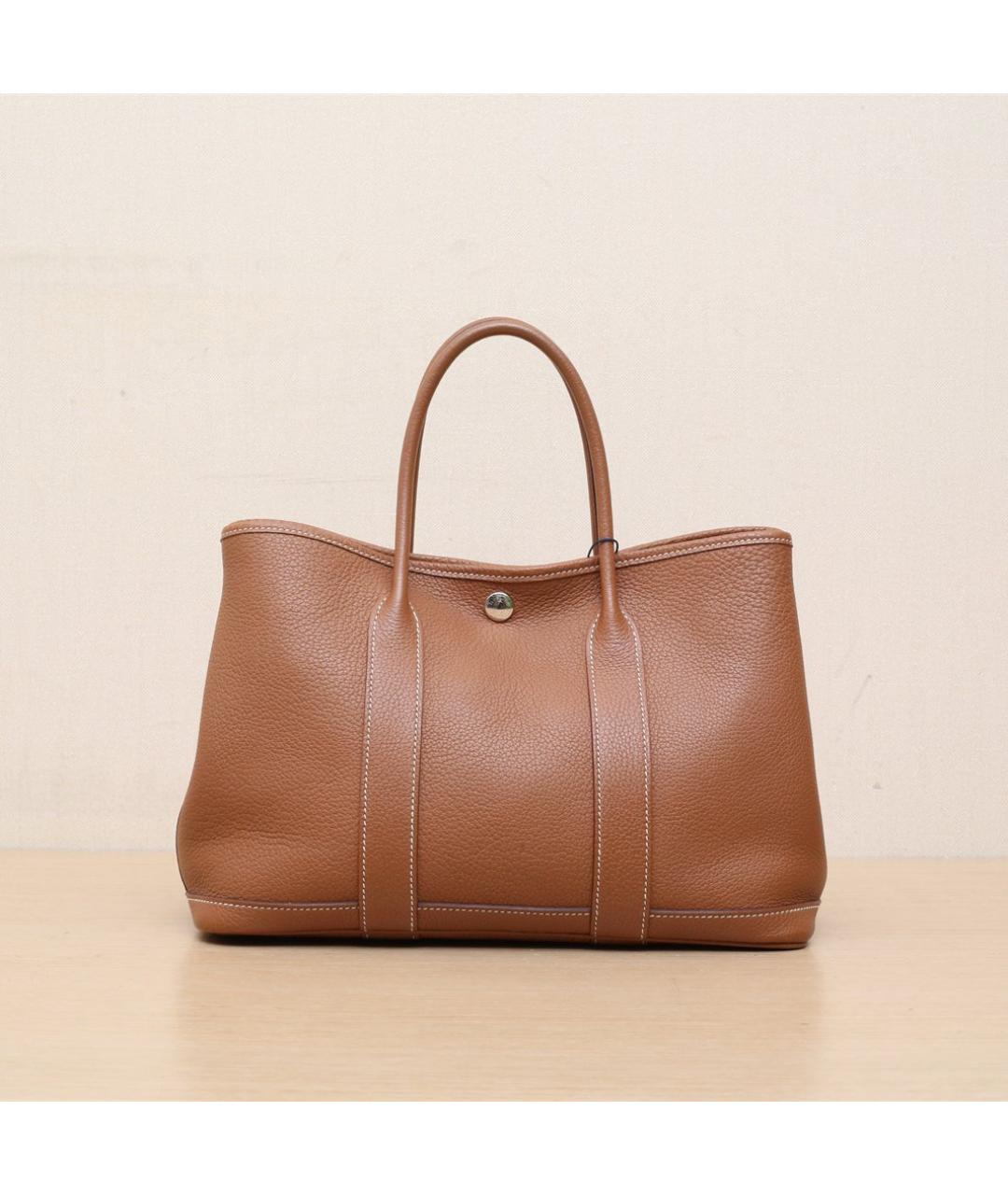 HERMES Коричневая кожаная сумка тоут, фото 3