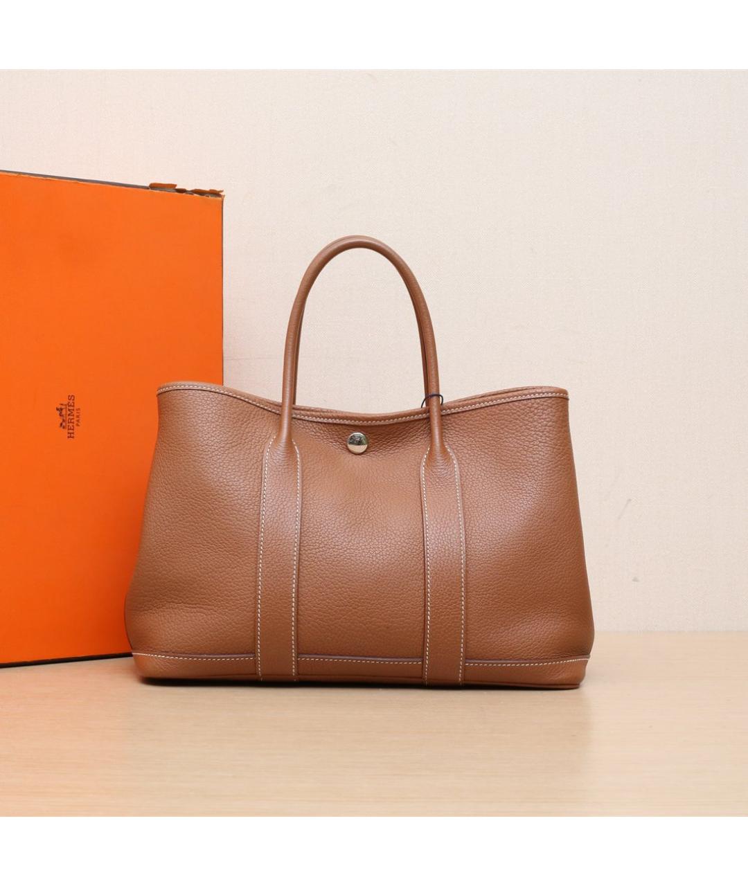 HERMES Коричневая кожаная сумка тоут, фото 2