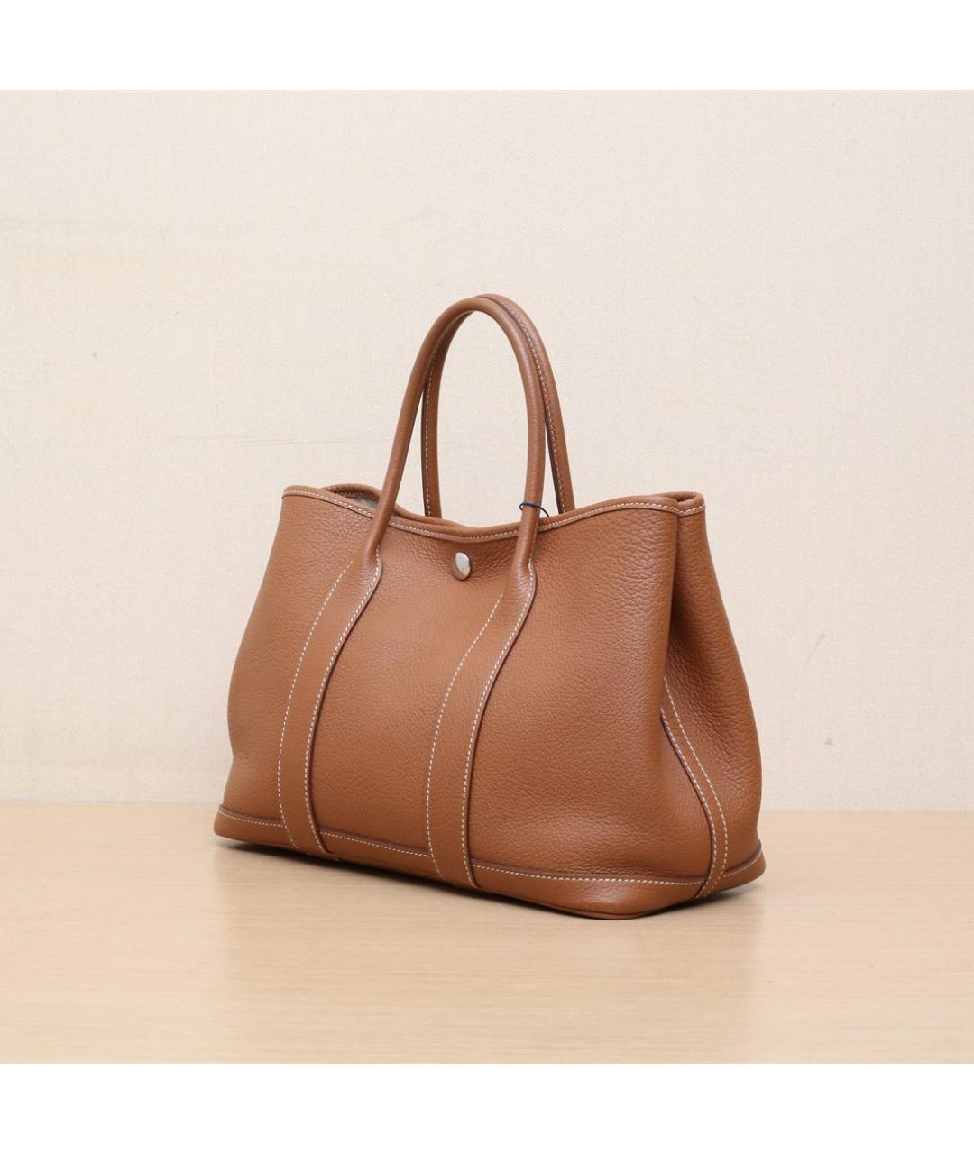 HERMES Коричневая кожаная сумка тоут, фото 4