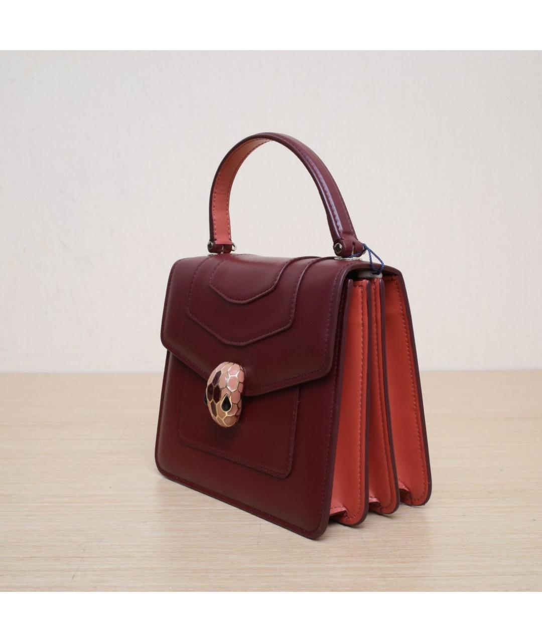 BVLGARI Бордовая кожаная сумка через плечо, фото 4