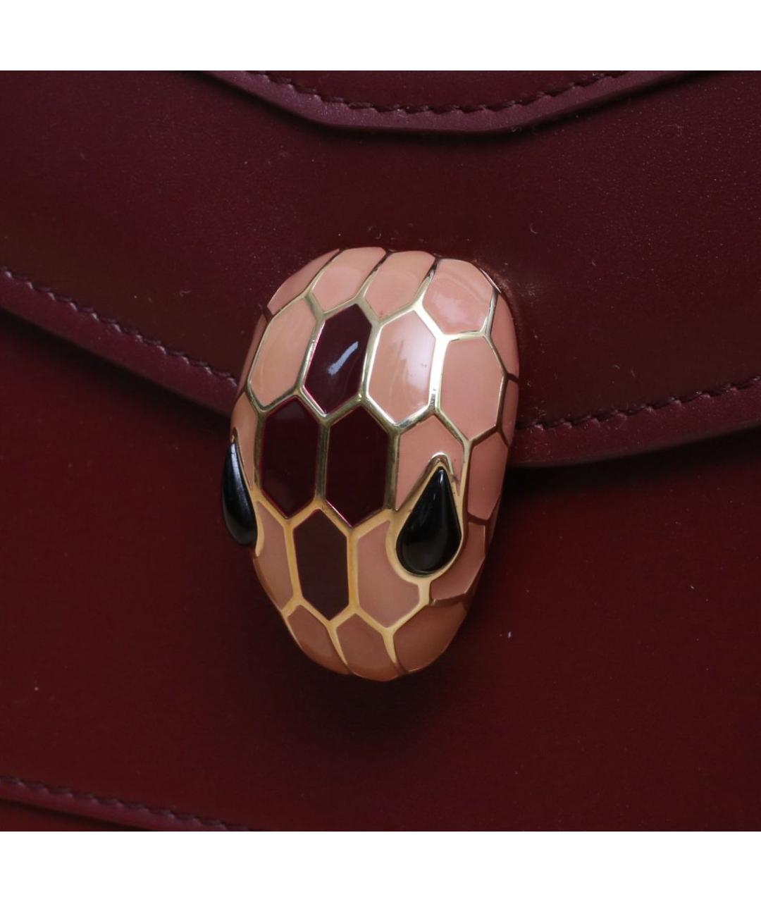 BVLGARI Бордовая кожаная сумка через плечо, фото 8