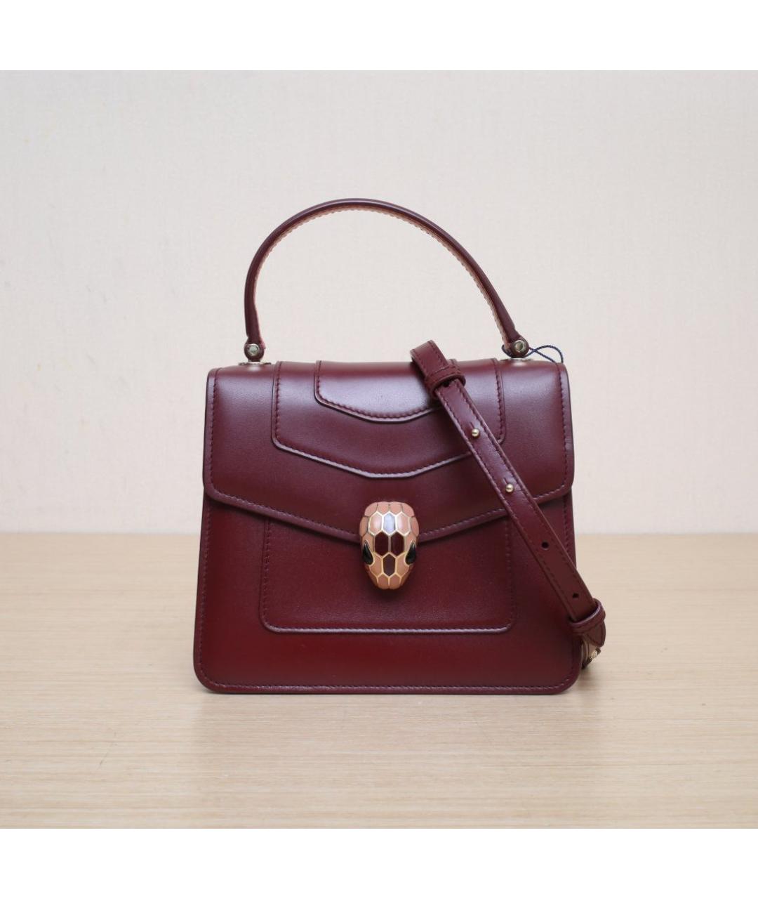 BVLGARI Бордовая кожаная сумка через плечо, фото 2