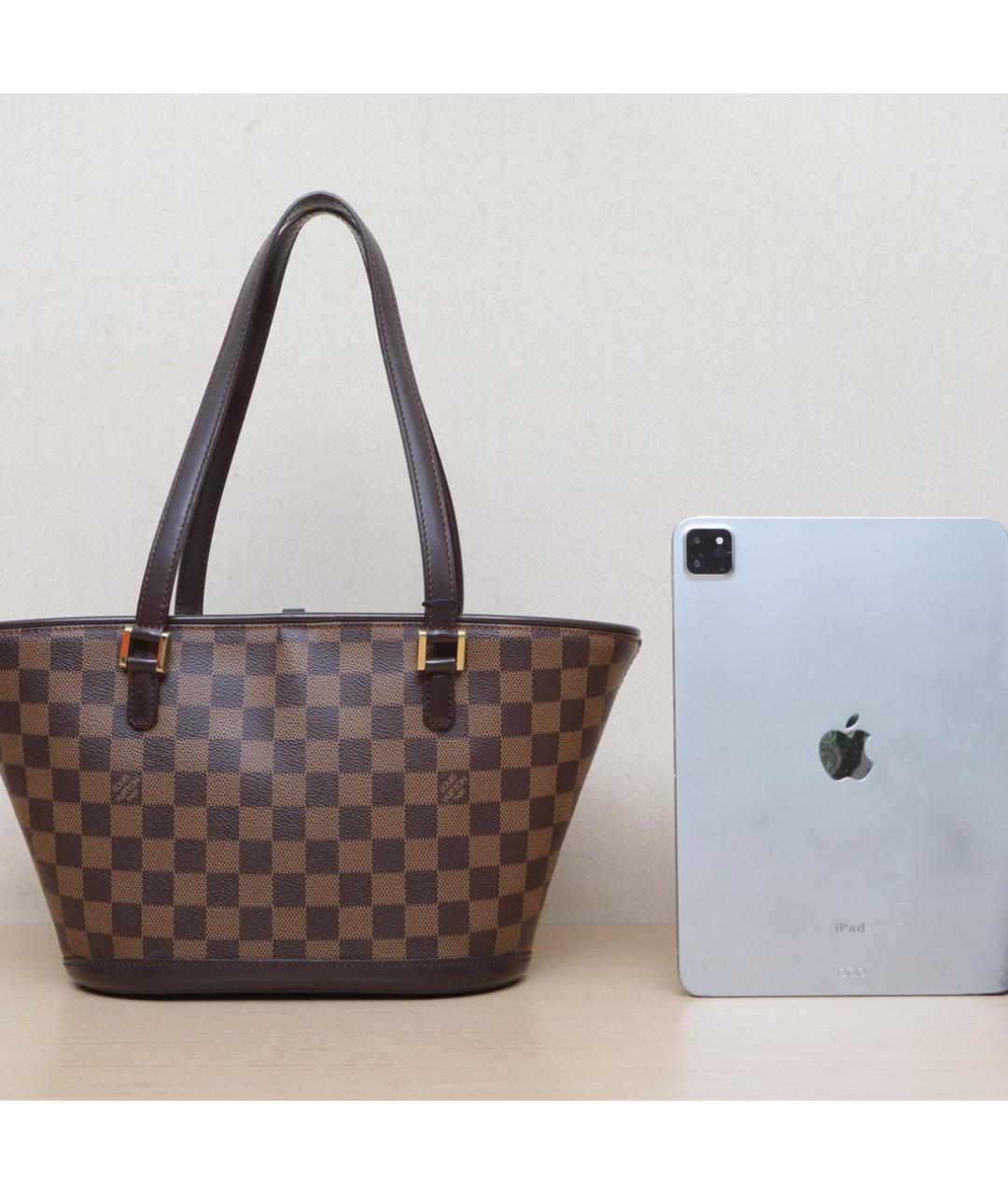 LOUIS VUITTON Коричневая кожаная сумка тоут, фото 7