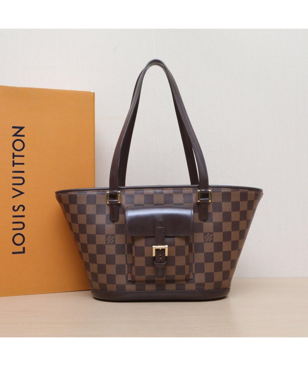 LOUIS VUITTON Коричневая кожаная сумка тоут, фото 2