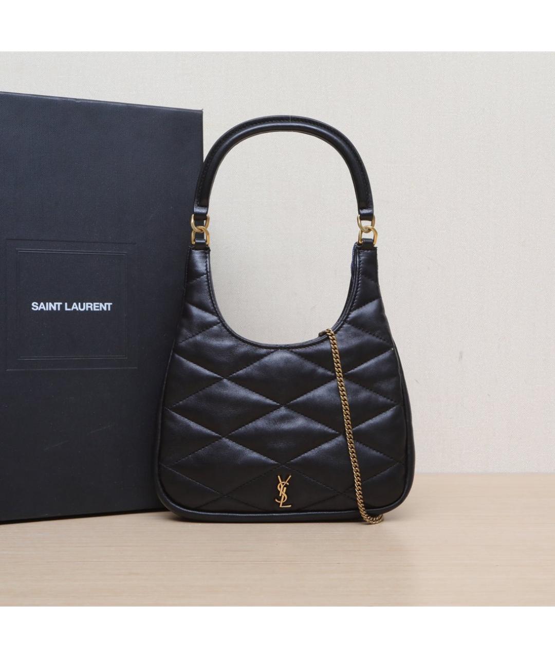 SAINT LAURENT Черная кожаная сумка через плечо, фото 2