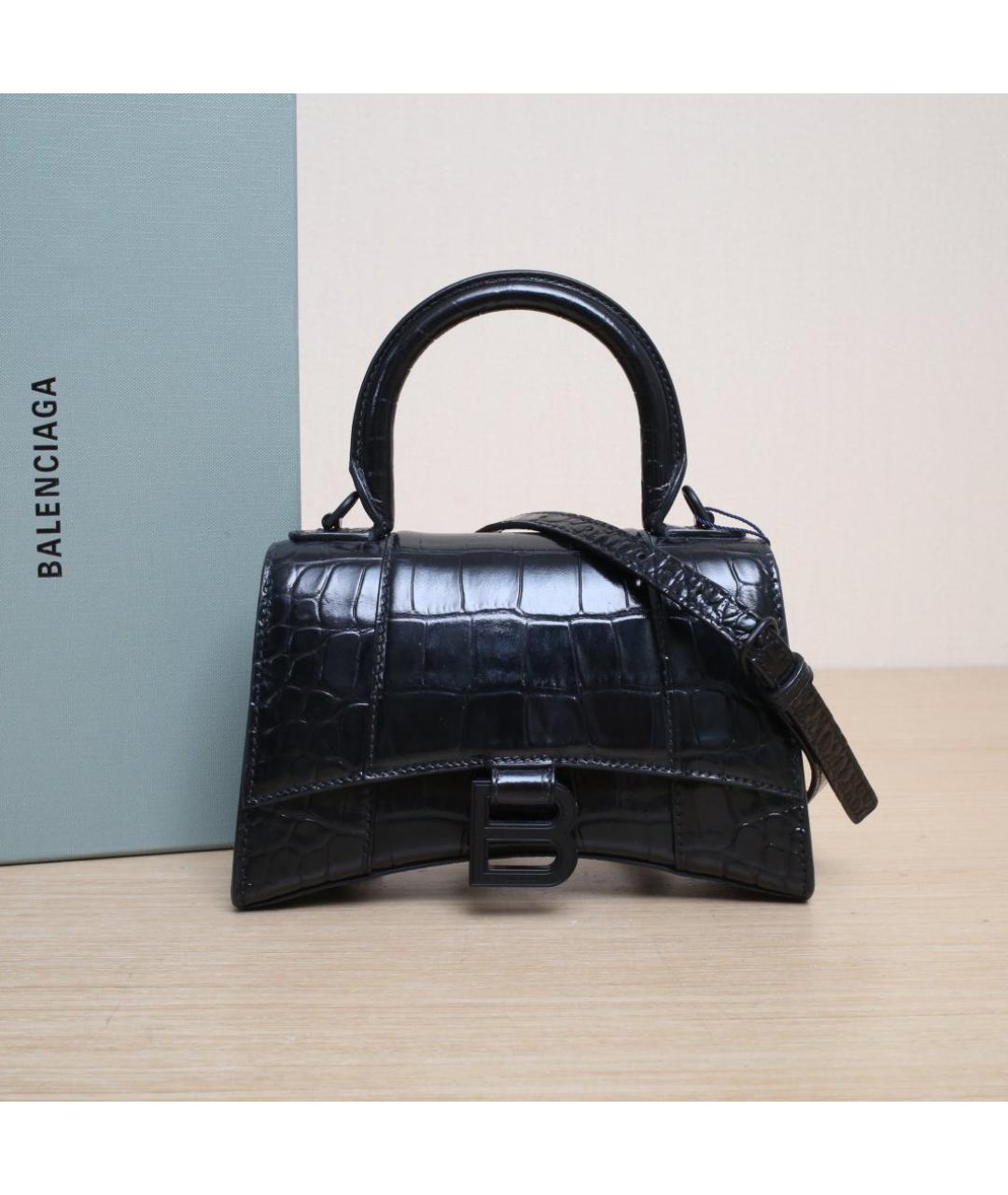 BALENCIAGA Черная кожаная сумка через плечо, фото 2