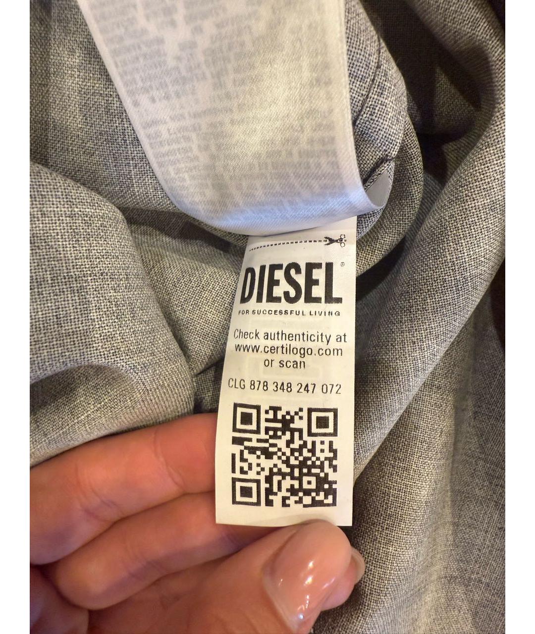 DIESEL Серая шерстяная юбка миди, фото 7