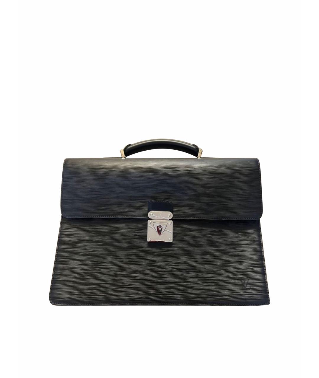 LOUIS VUITTON Черный кожаный портфель, фото 1