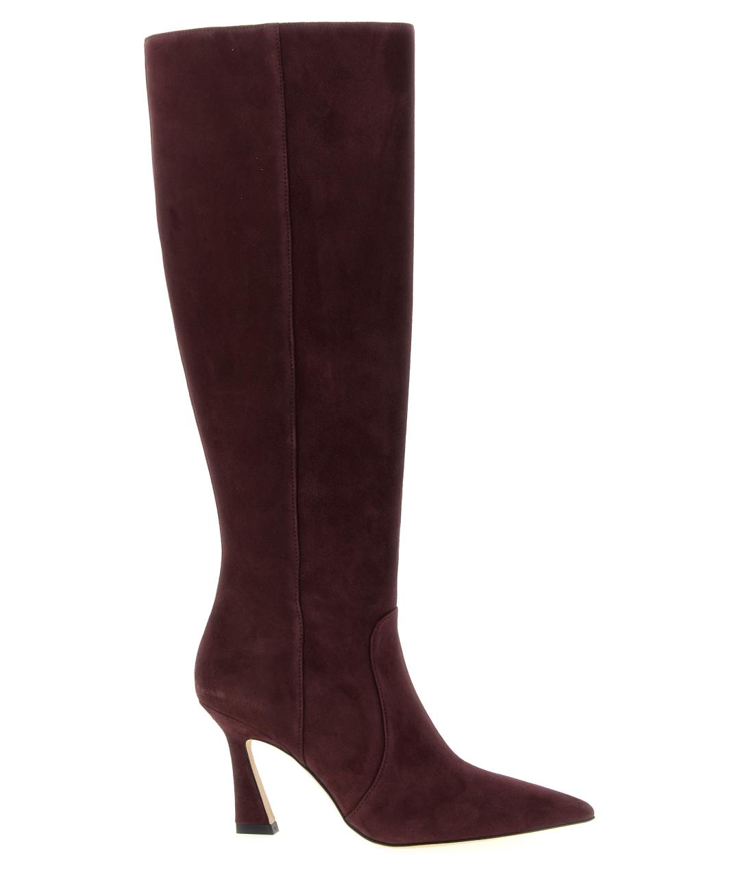 STUART WEITZMAN Бордовые замшевые сапоги, фото 1