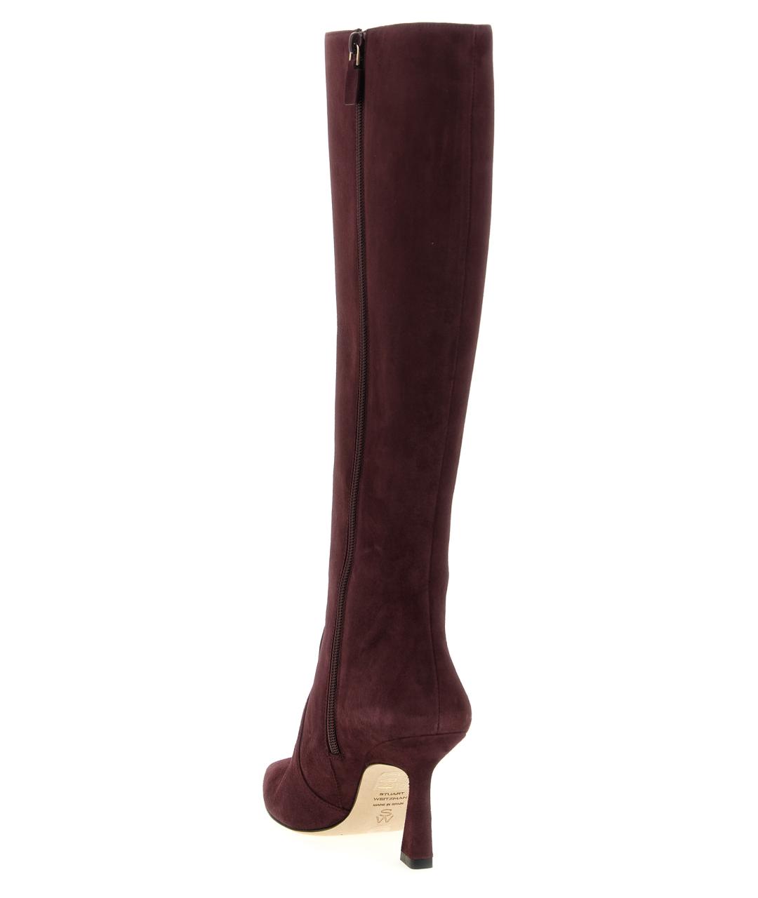 STUART WEITZMAN Бордовые замшевые сапоги, фото 3