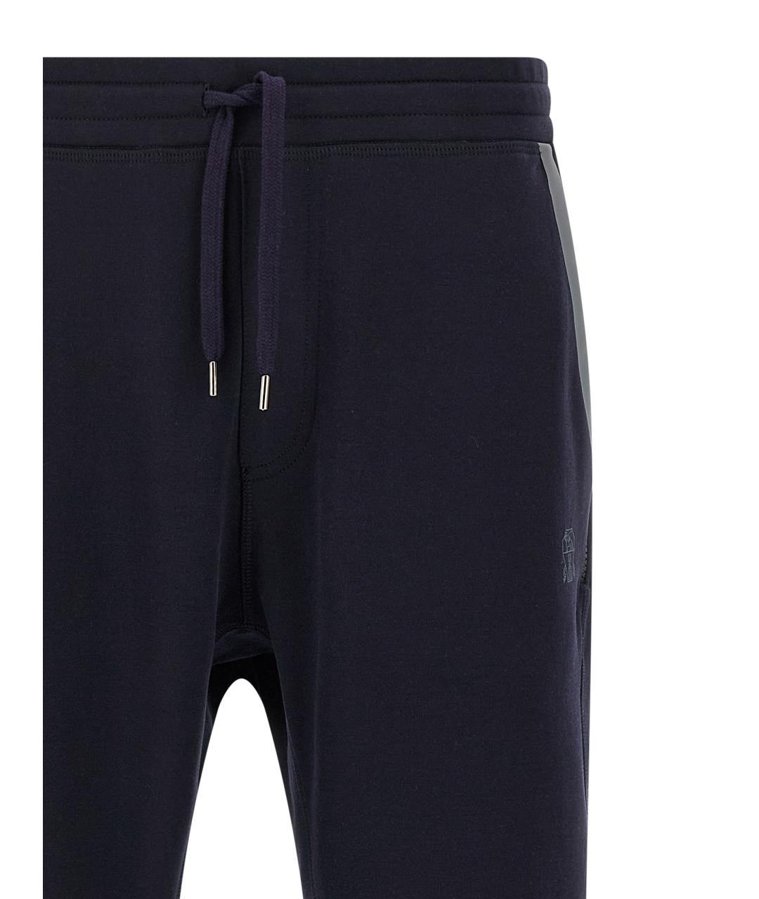 BRUNELLO CUCINELLI Синие хлопковые повседневные брюки, фото 3