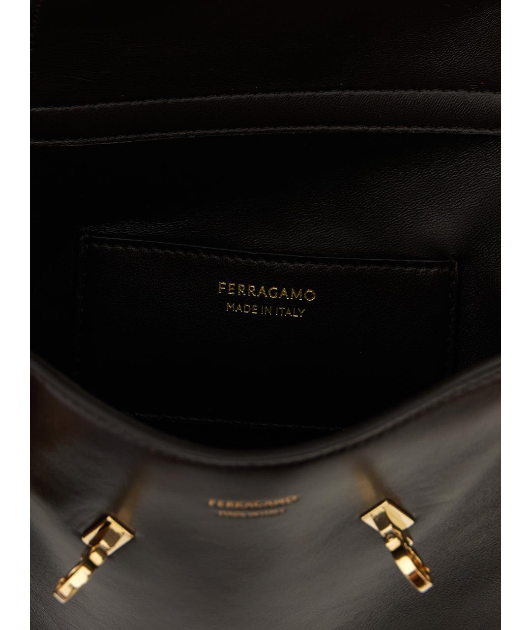 FERRAGAMO Коричневая кожаная сумка через плечо, фото 4