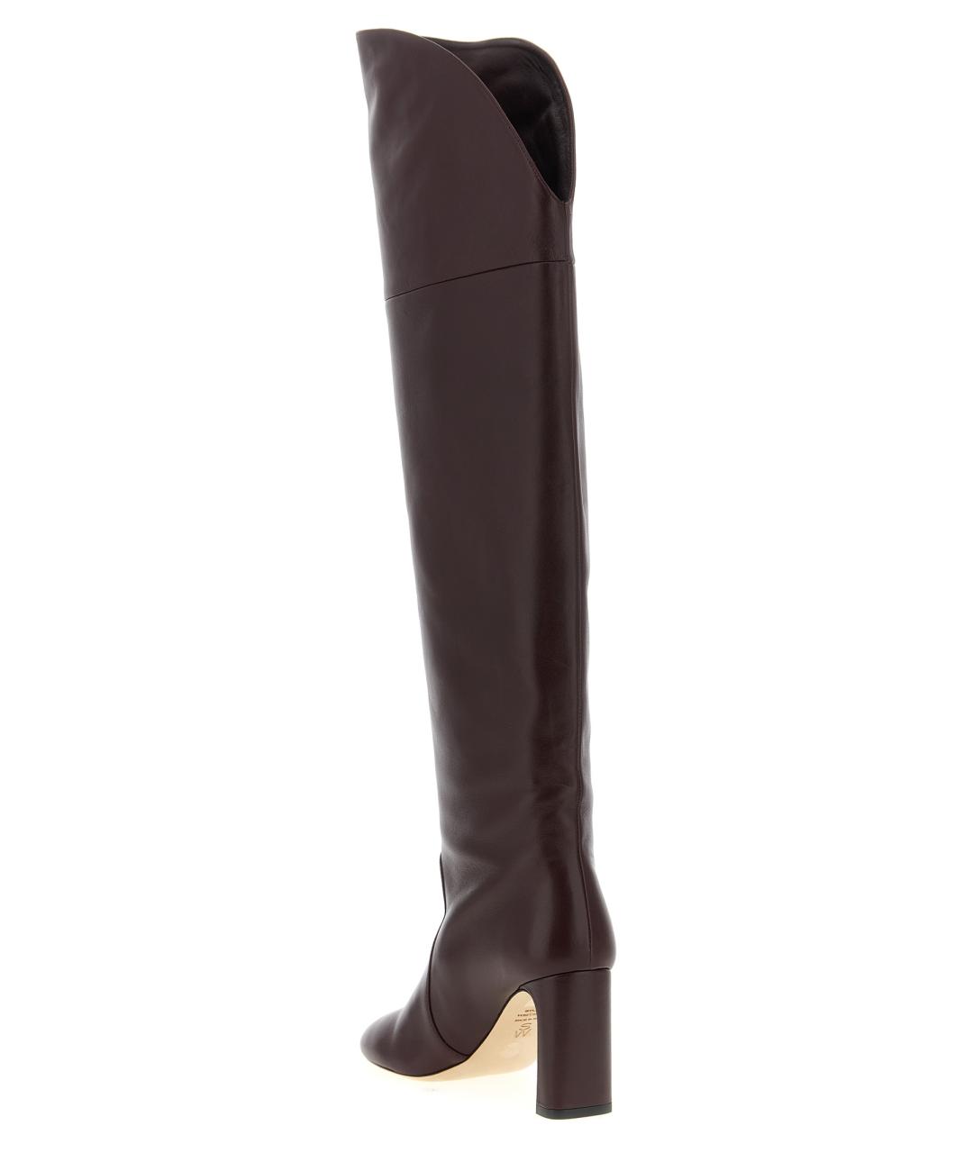 STUART WEITZMAN Бордовые кожаные сапоги, фото 3