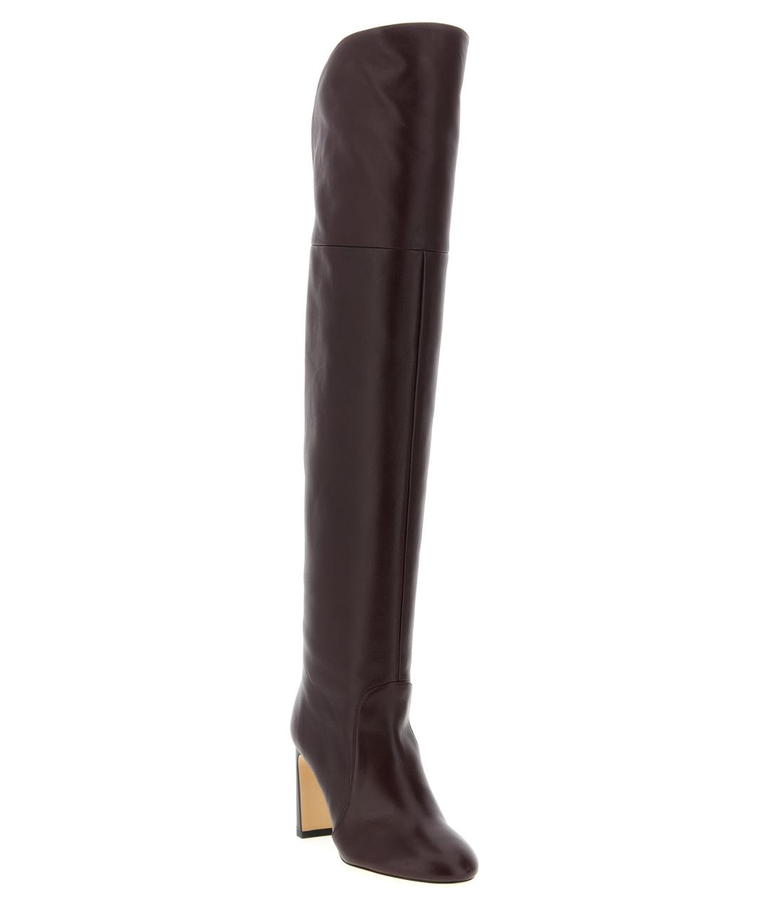 STUART WEITZMAN Бордовые кожаные сапоги, фото 2