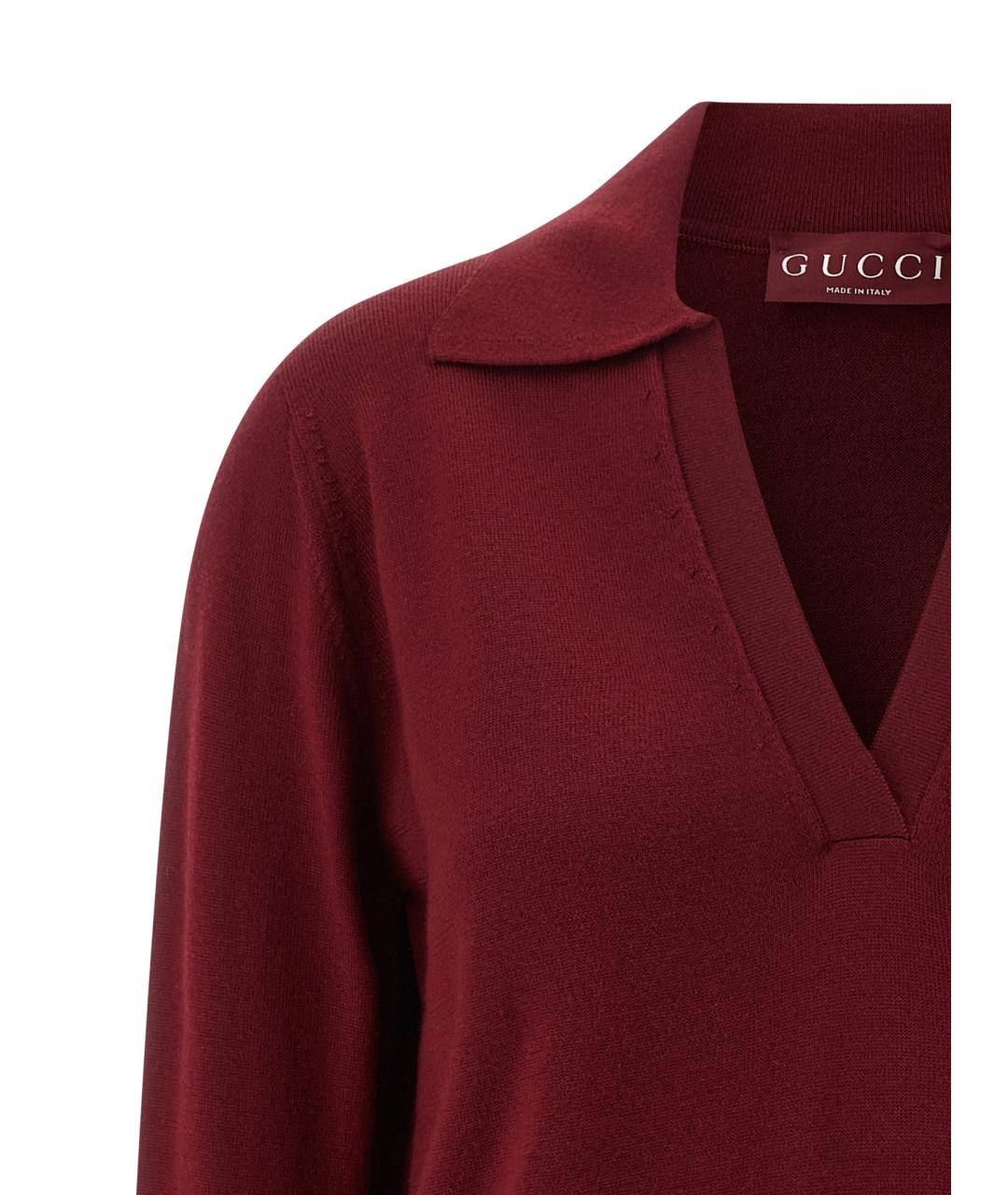 GUCCI Бордовый шерстяной джемпер / свитер, фото 3