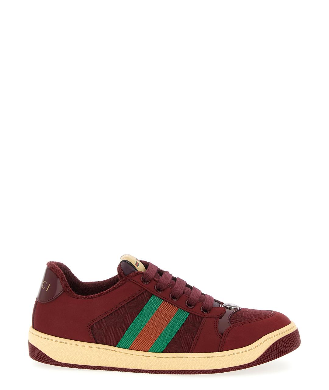 GUCCI Бордовые текстильные кеды, фото 1