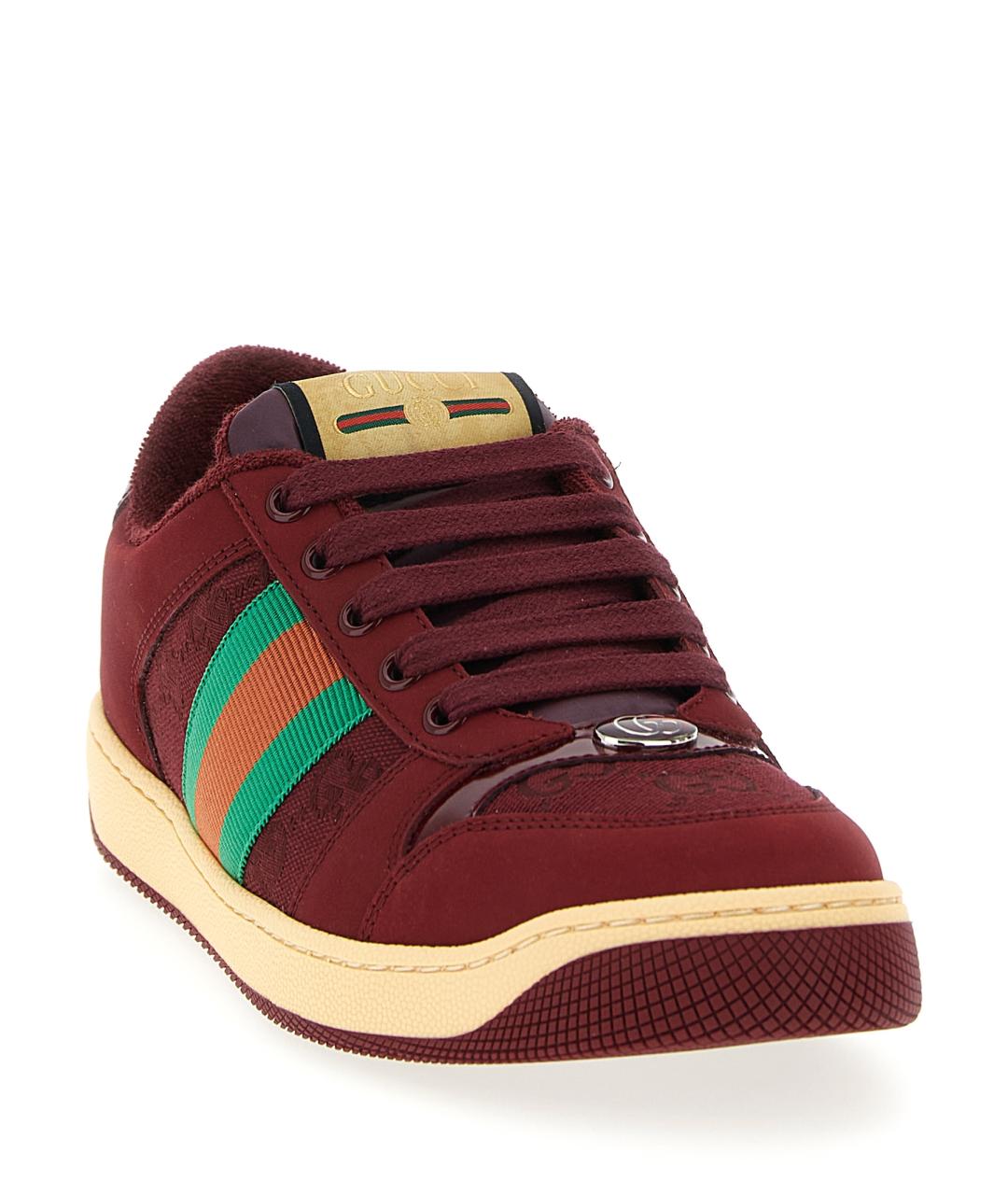 GUCCI Бордовые текстильные кеды, фото 2