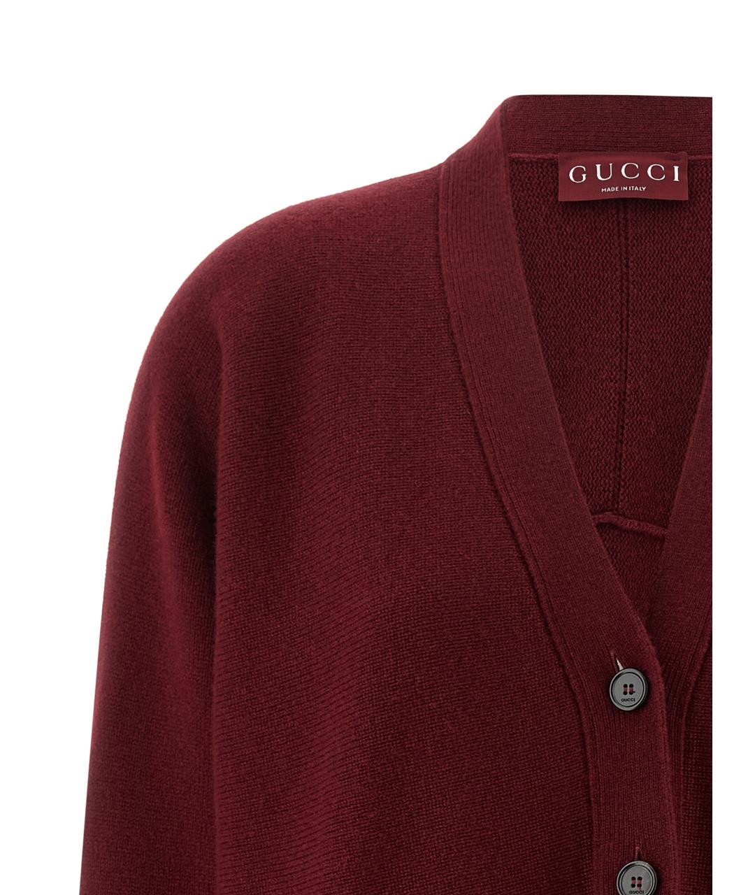 GUCCI Бордовый шерстяной кардиган, фото 3