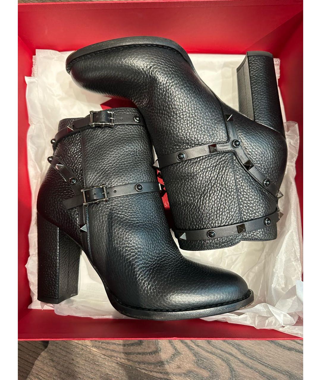 VALENTINO Черные кожаные ботильоны, фото 5