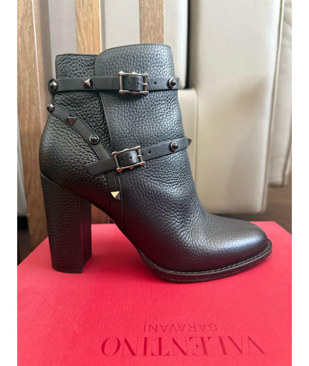 VALENTINO Черные кожаные ботильоны, фото 6