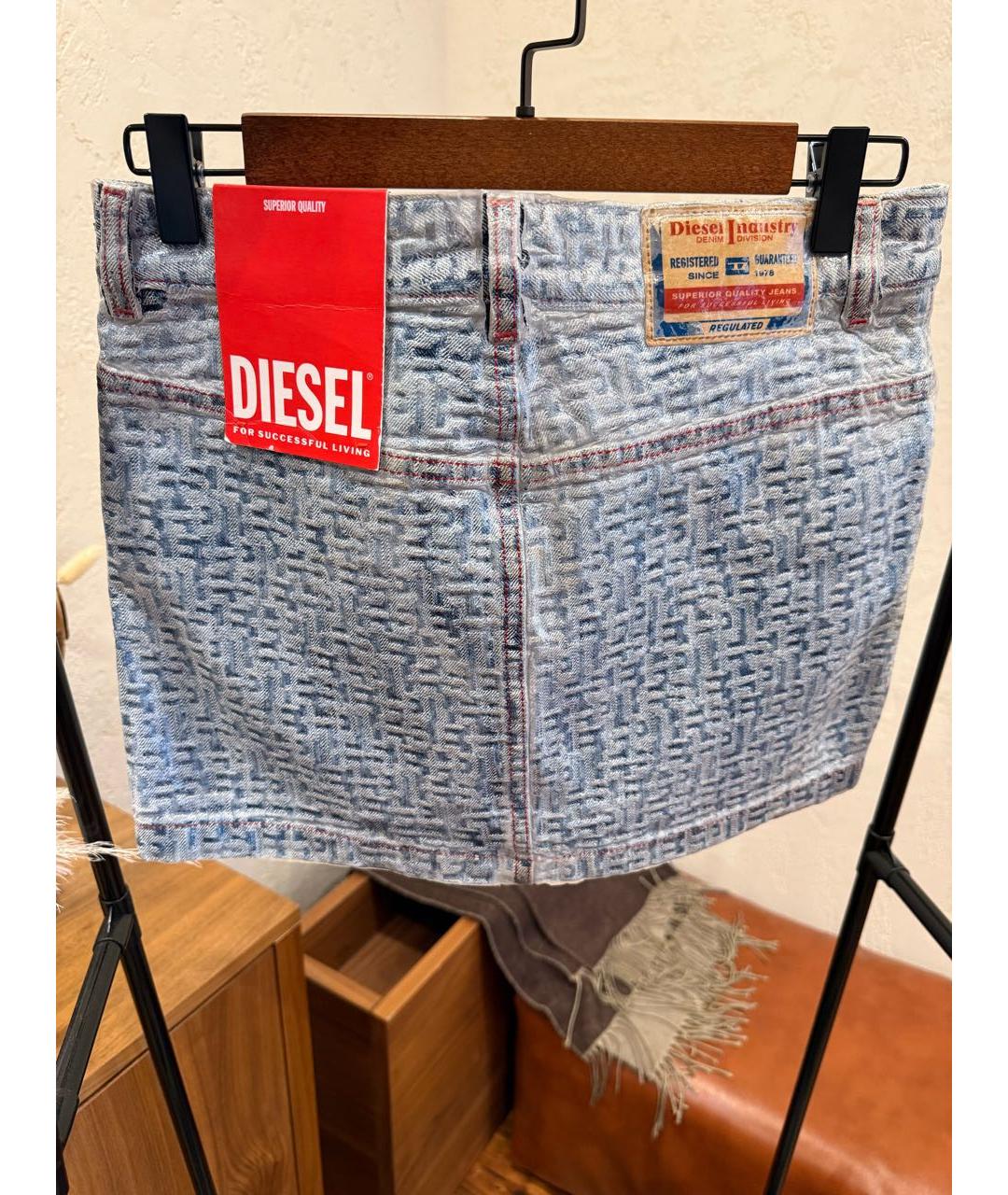 DIESEL Голубая деним юбка мини, фото 2