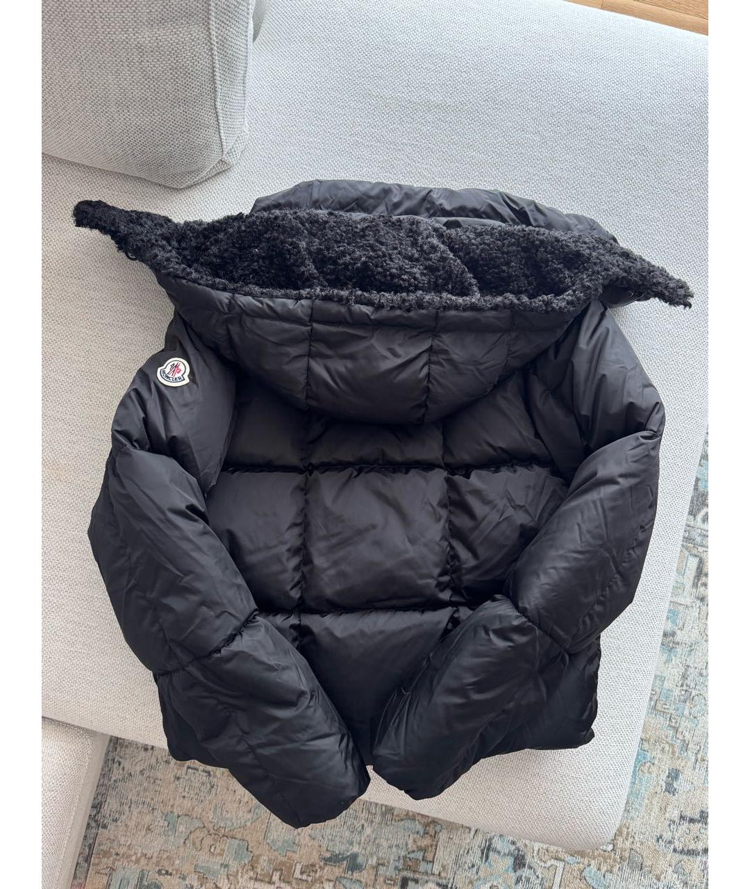 MONCLER Черный полиэстеровый пуховик, фото 2