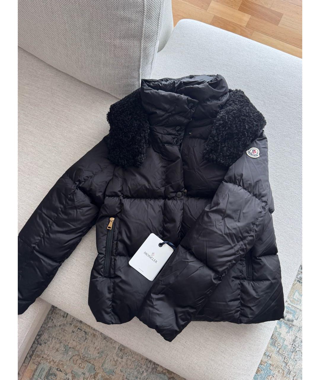 MONCLER Черный полиэстеровый пуховик, фото 8