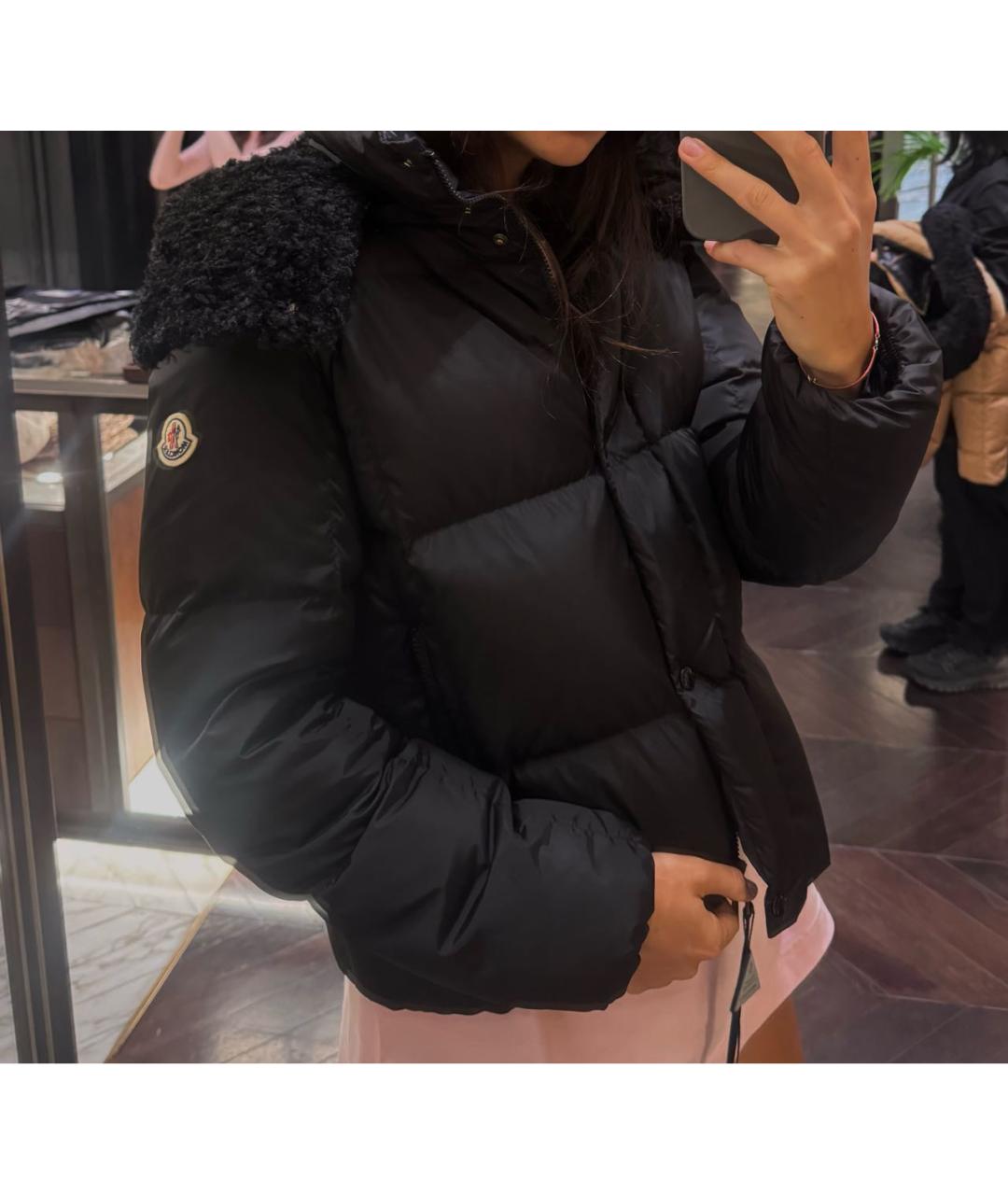 MONCLER Черный полиэстеровый пуховик, фото 6