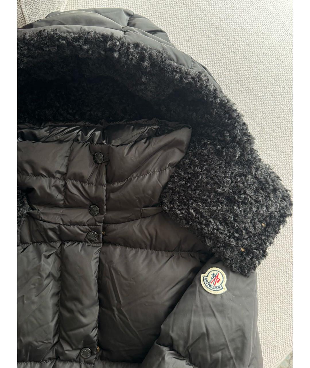 MONCLER Черный полиэстеровый пуховик, фото 4
