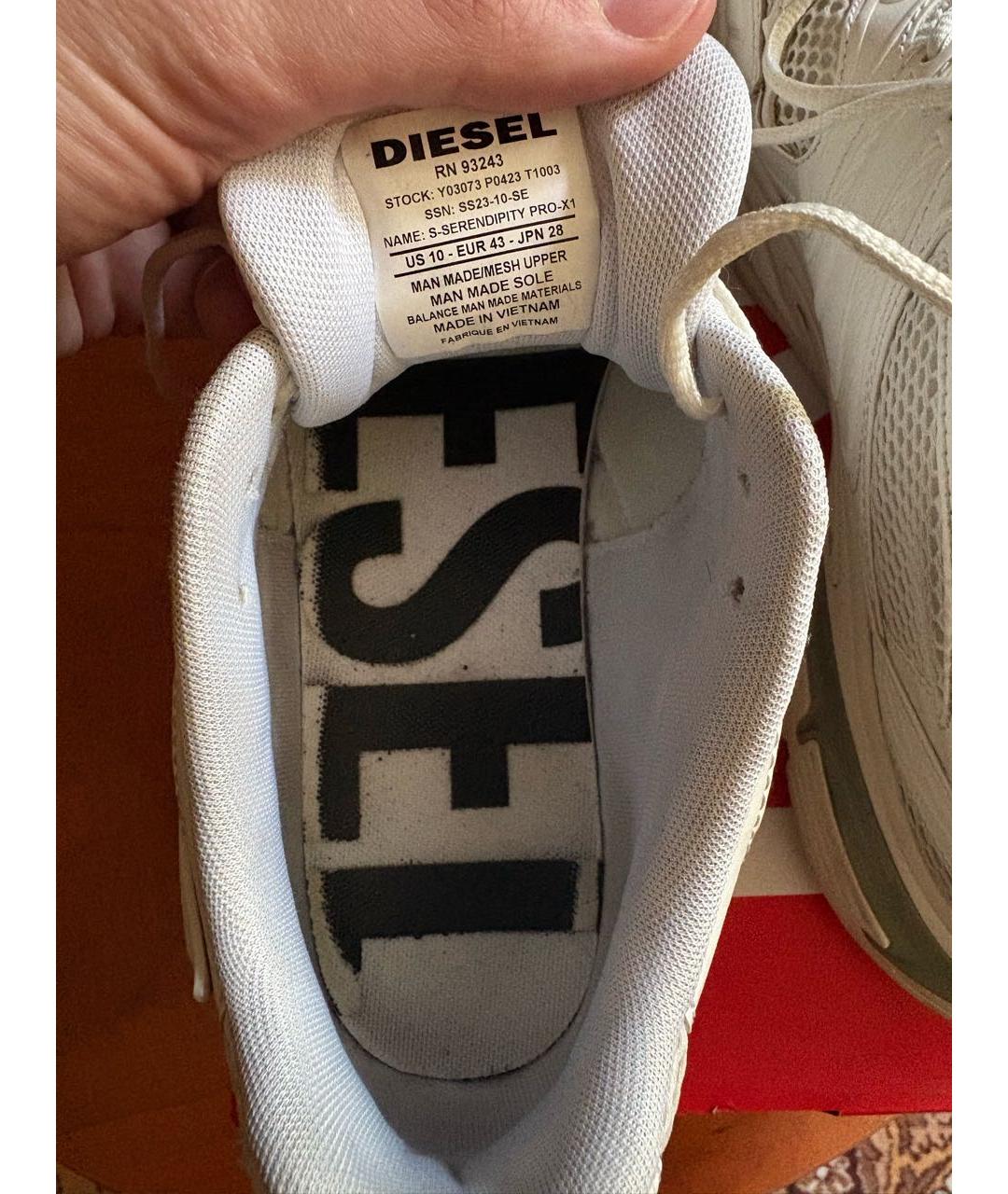 DIESEL Белые текстильные низкие кроссовки / кеды, фото 4