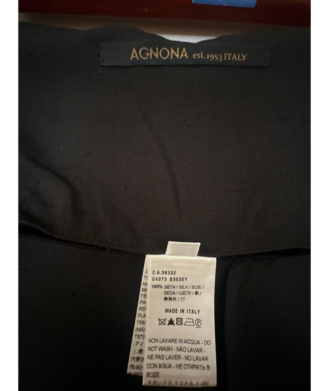 AGNONA Черная шелковая юбка миди, фото 5