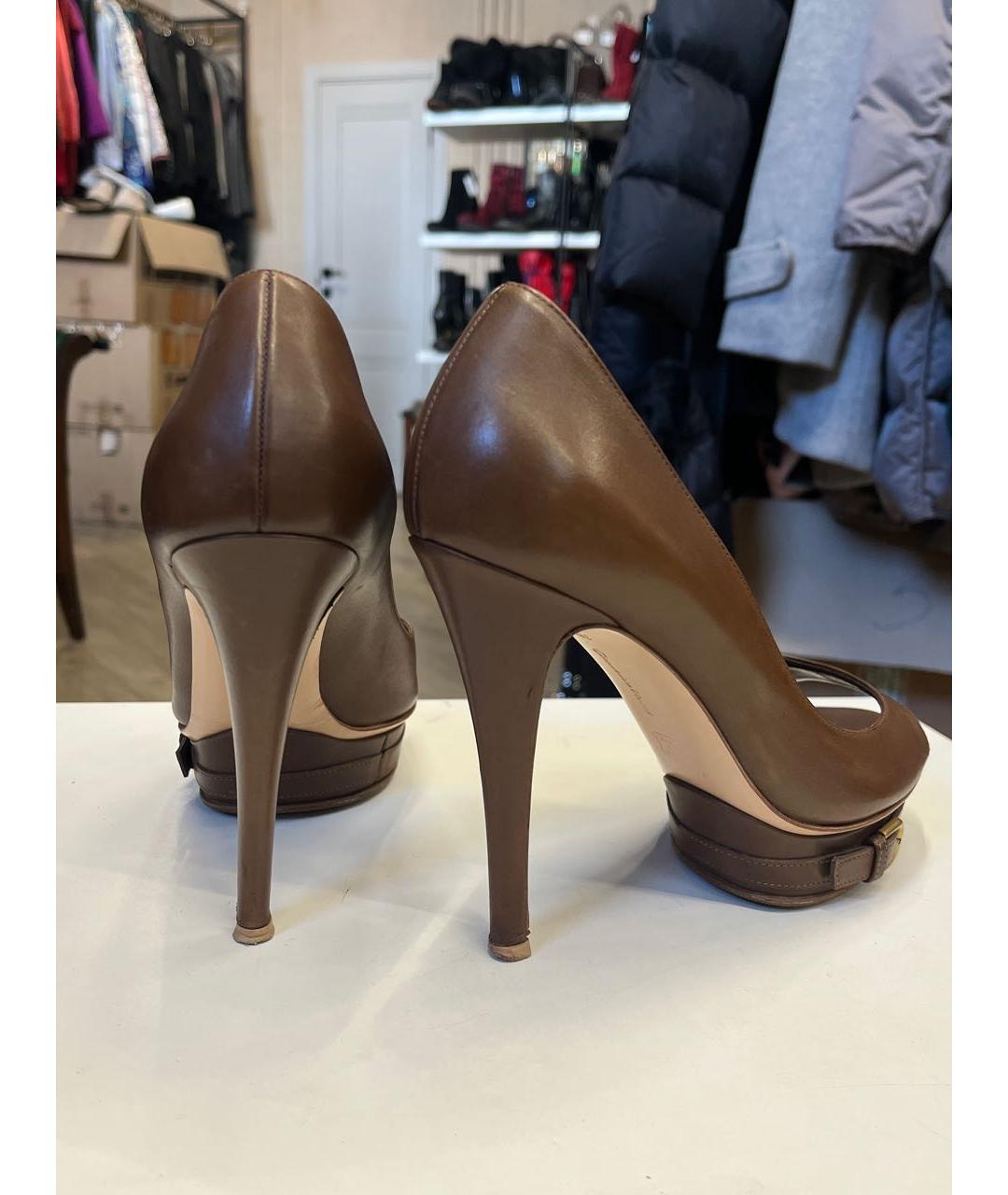 GIANVITO ROSSI Коричневые кожаные туфли, фото 6