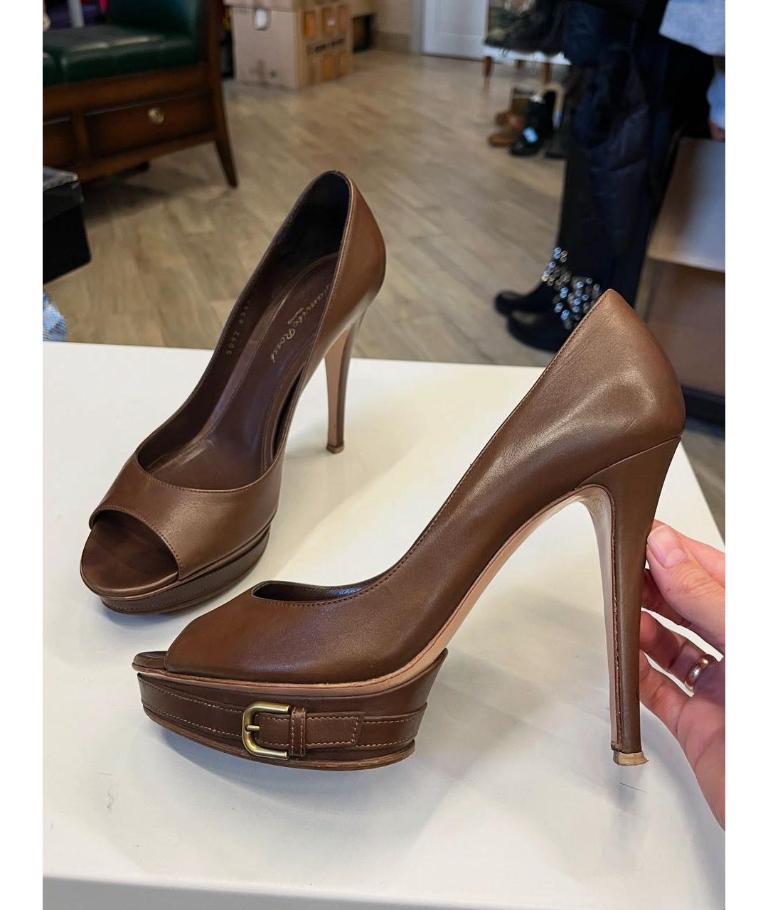 GIANVITO ROSSI Коричневые кожаные туфли, фото 9