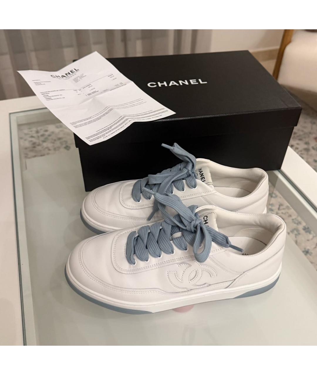 CHANEL Белые кожаные кеды, фото 6