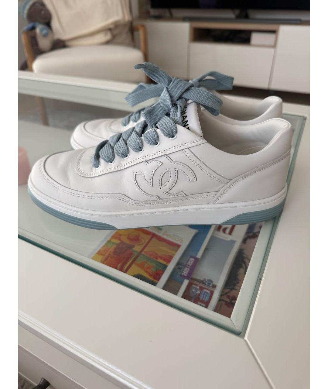 CHANEL Белые кожаные кеды, фото 5