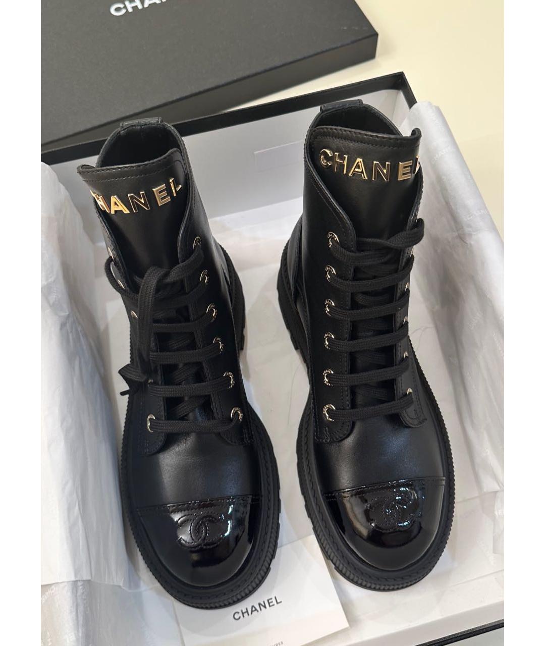 CHANEL Черные кожаные ботинки, фото 5