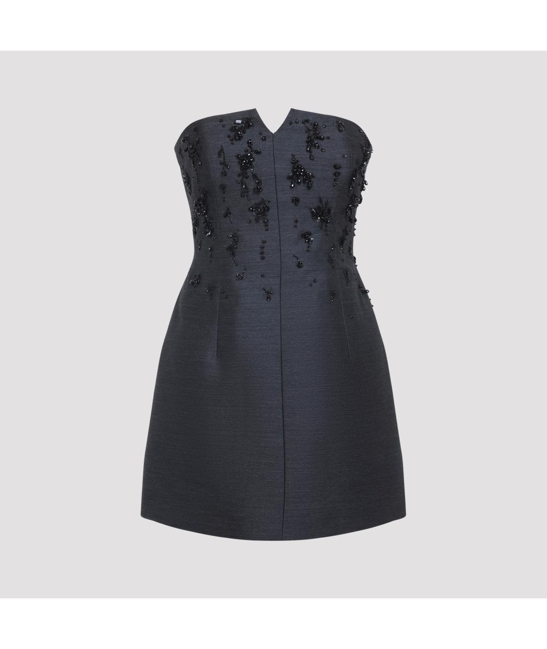 ALBERTA FERRETTI Темно-синее шерстяное коктейльное платье, фото 2