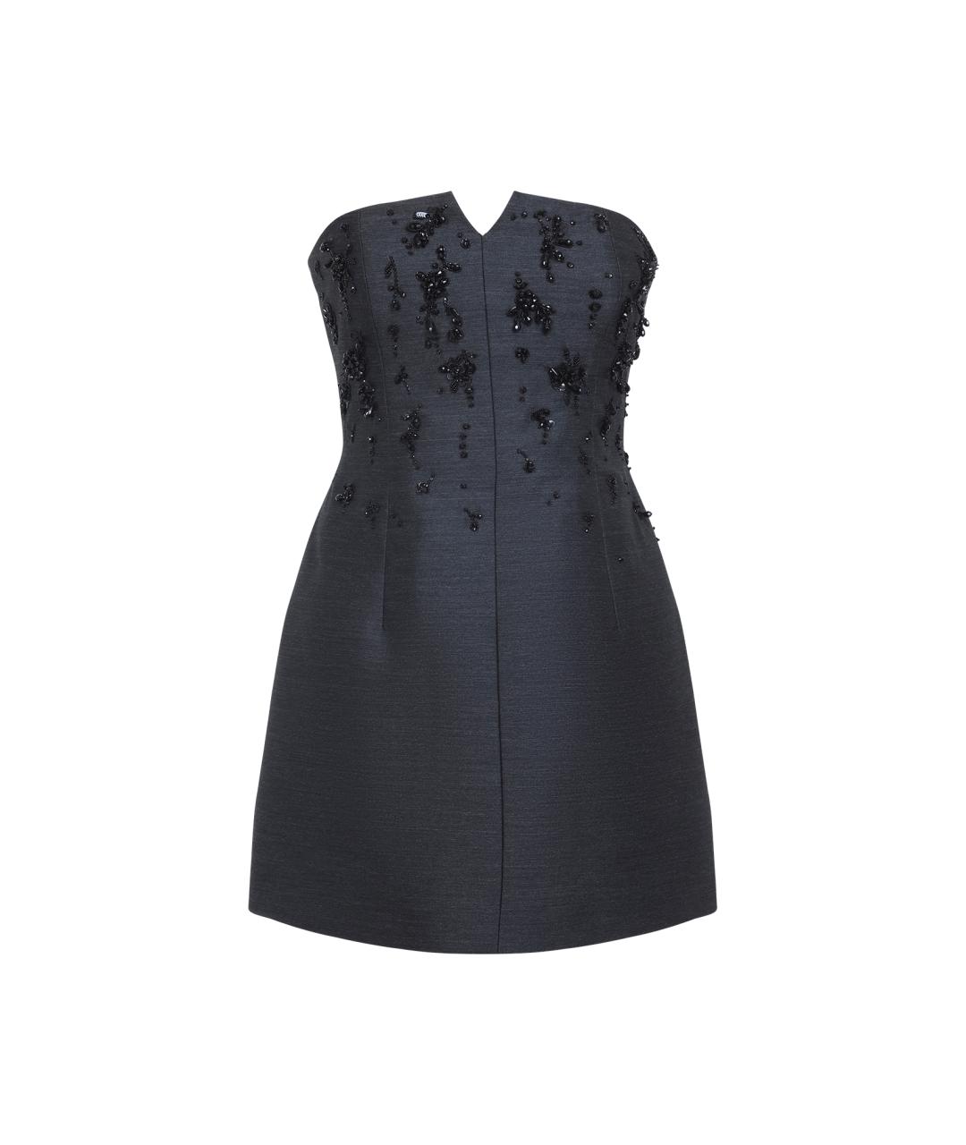 ALBERTA FERRETTI Темно-синее шерстяное коктейльное платье, фото 1