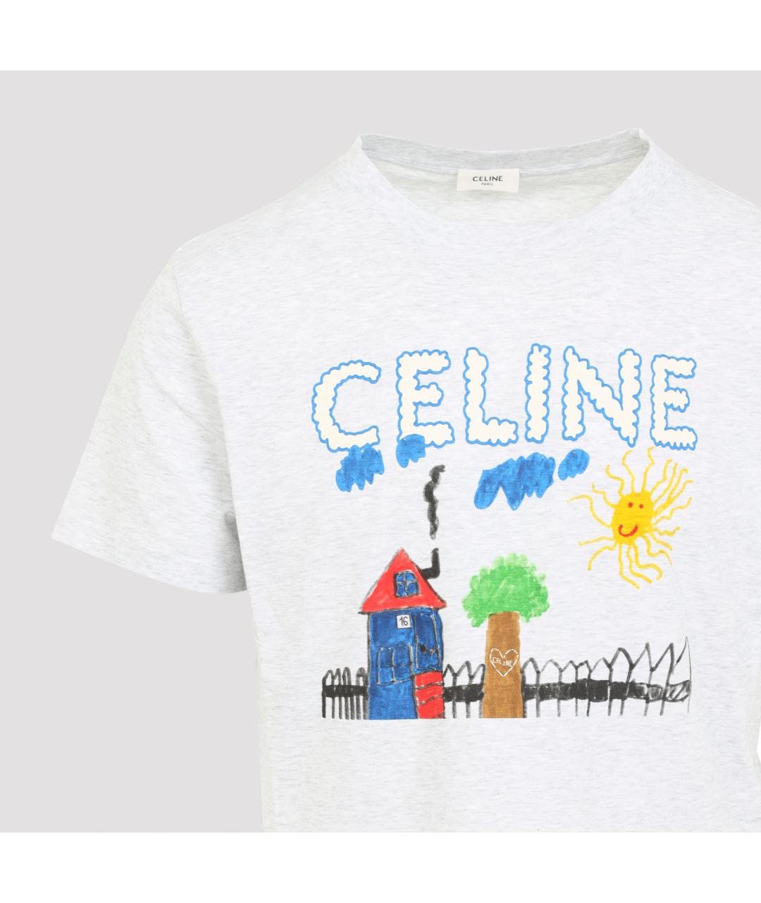 CELINE Серая хлопковая футболка, фото 5