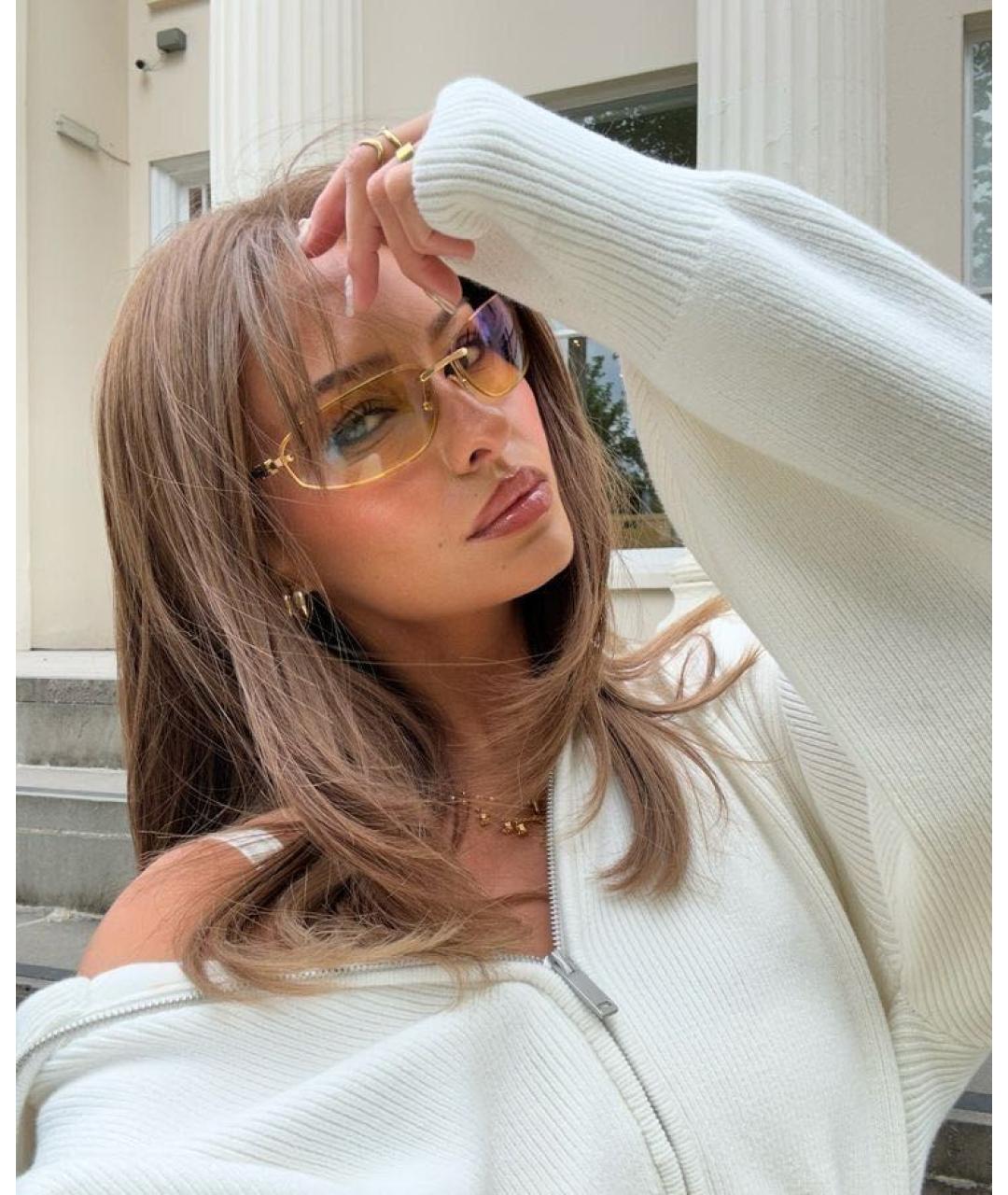 MIU MIU Золотые металлические солнцезащитные очки, фото 7