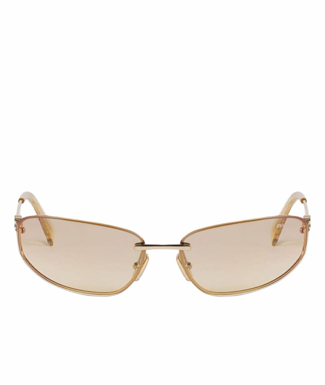 MIU MIU Золотые металлические солнцезащитные очки, фото 1
