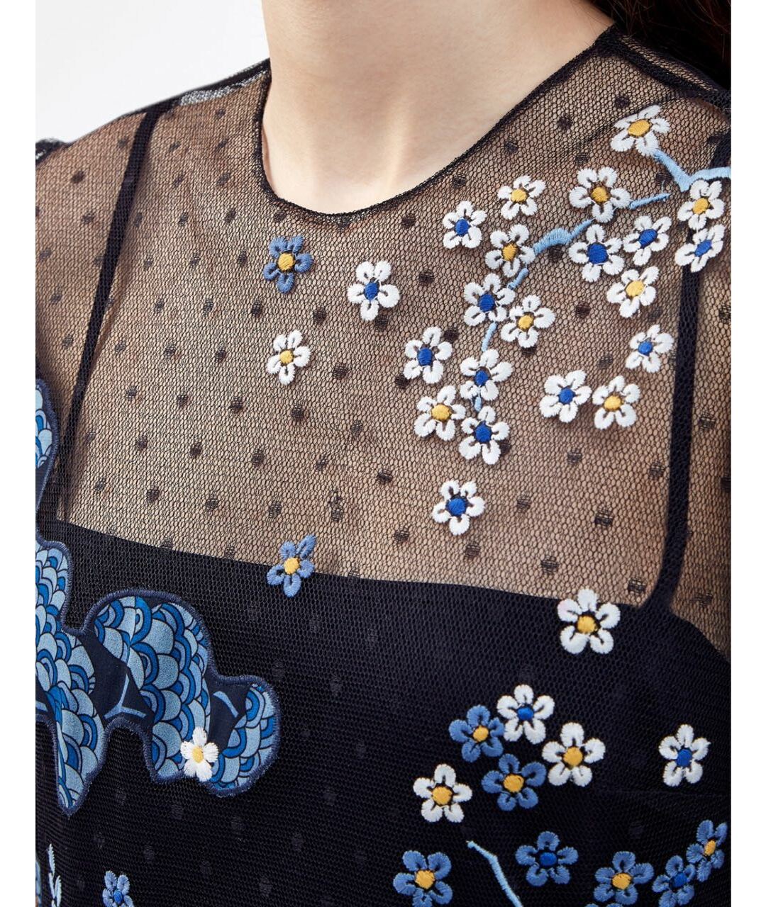 RED VALENTINO Черное полиэстеровое коктейльное платье, фото 5