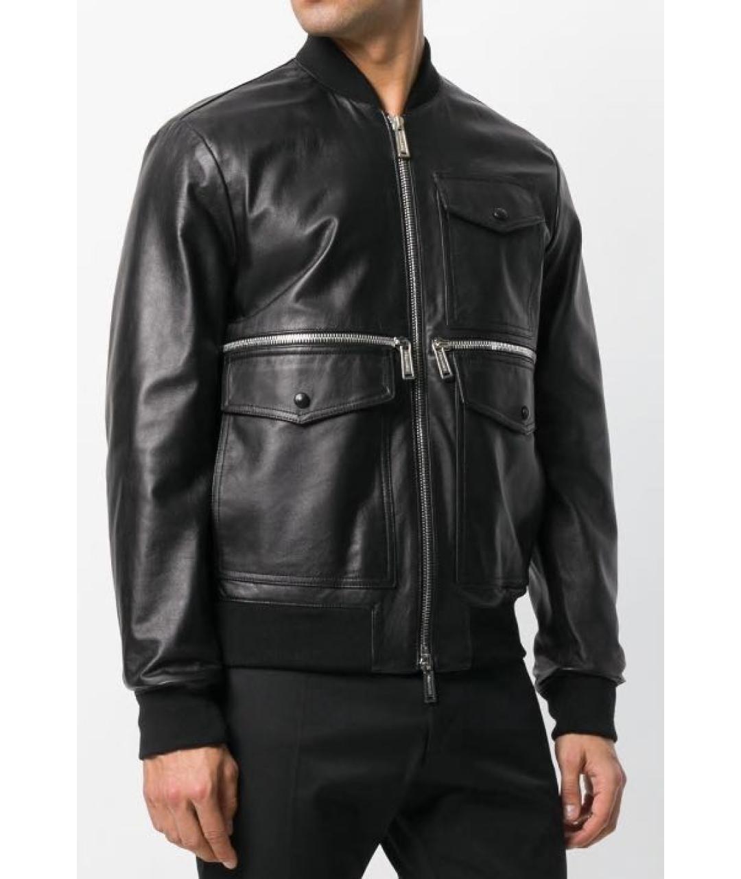 DSQUARED2 Черная кожаная куртка, фото 3