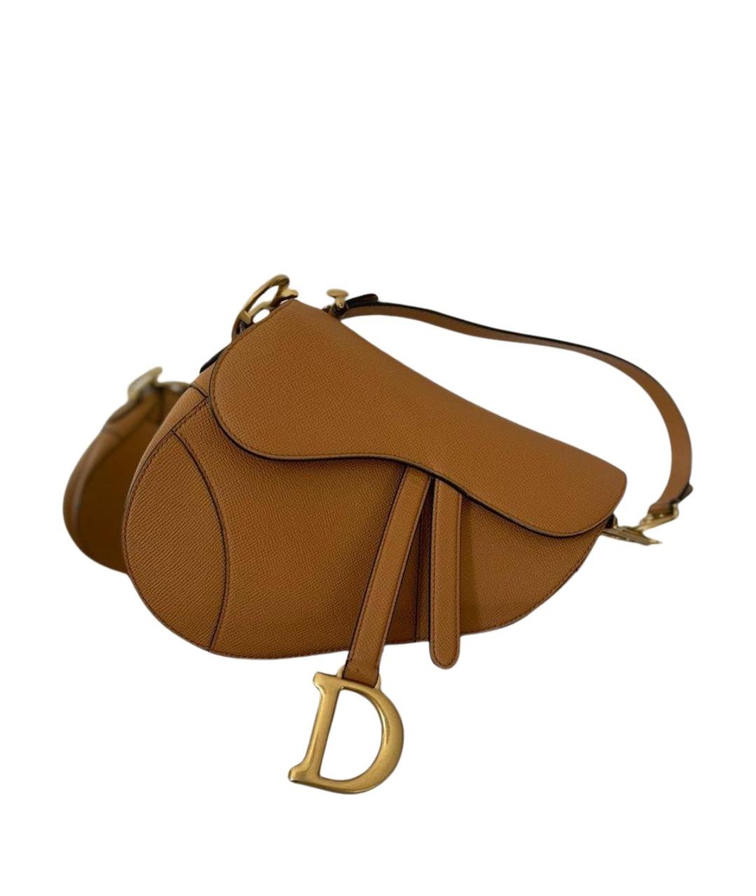 CHRISTIAN DIOR Коричневая кожаная сумка через плечо, фото 1