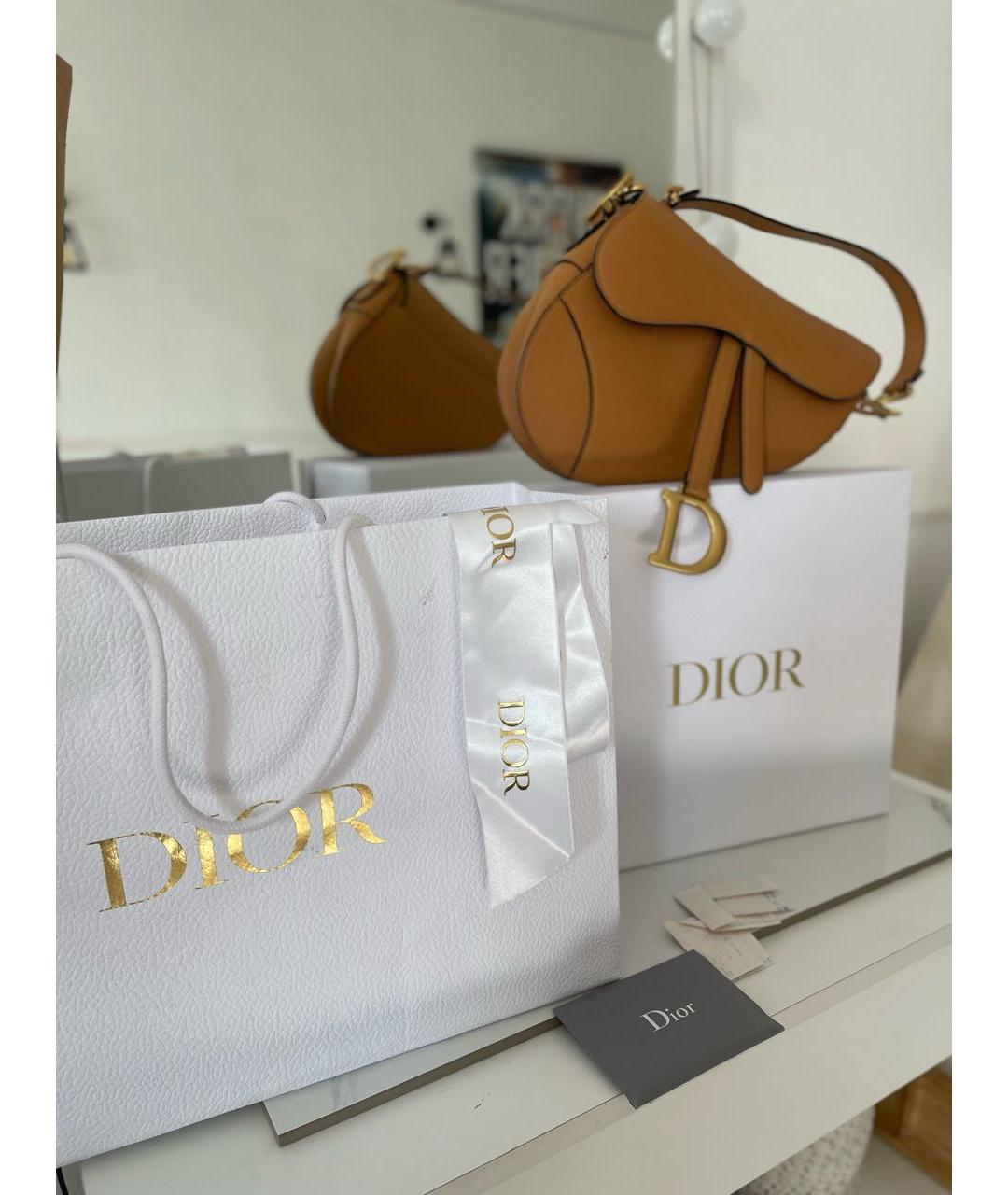 CHRISTIAN DIOR Коричневая кожаная сумка через плечо, фото 5