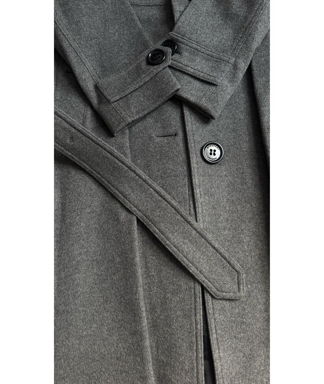 BURBERRY Серое шерстяное пальто, фото 5